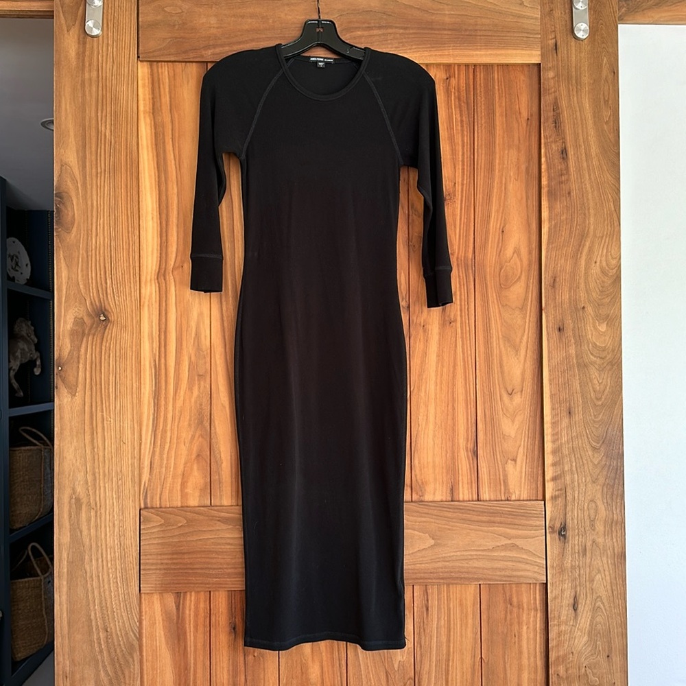 James Perse Long Sleeve Micro Sueded Dress